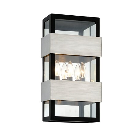 Troy Lighting Dana Point 3 Light Wall Sconce 9.75 In. Black With Brushed Stainless B6523