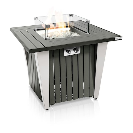 Serenelife Propane Fire Pit Table with Sturdy Metal, Gas Pits with 50,000 BTU and Stainless Steel Fire Pan SLNFRE27