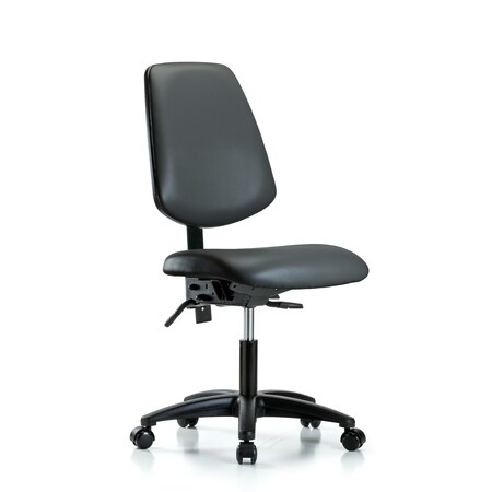 Blue Ridge Ergonomics Vinyl Chair, Desk, Med Back, Tilt, Casters, Carbon BR-VDHCH-MB-RG-T1-A0-RC-8823
