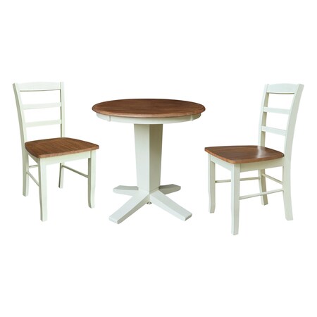 Whitewood Industries Rectangular Fixed Top Table W/ 2 Chairs, 30 in W, 29.9 in L, 30 in H, Parawood, Hickory/Shell K79-30RT-23B-C2-2