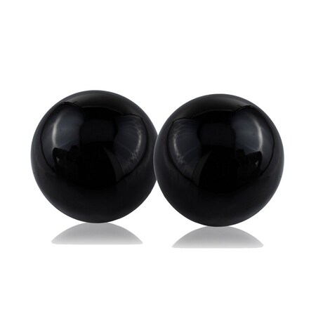 Homeroots Set of Two 3" Black Aluminum Decorative Orb Tabletop Sculptures, 2PK 383773