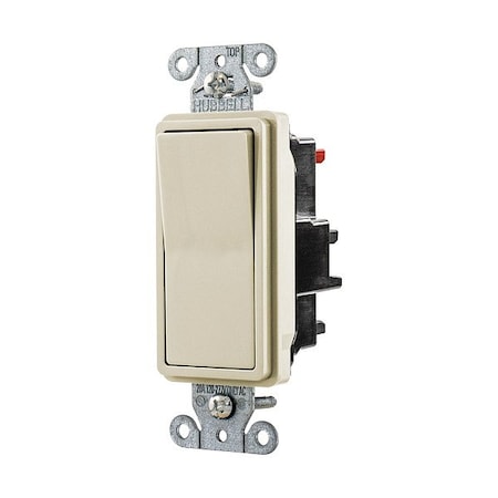 Hubbell Wall Switch, 1 hp, Rocker, 20 A, Ivory DS120STI