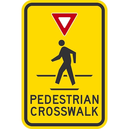 Lyle Pedestrian Crosswalk (w/graphic), 12x18, Non-Reflective, Yellow G-4911-NA_12x18