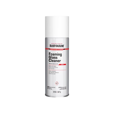 Rust-Oleum Professional Cleaners Foam Glass Cleaner, 20 oz, Clear, Fragrance Free, Aerosol Spray Can, 12 PK 381658