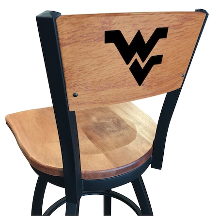 Holland Bar Stool Co 25" Blk Wrinkle West Virginia Swivel Bar Stool, Laser Engraved Back L03825BWMedMplAWestVAMedMpl