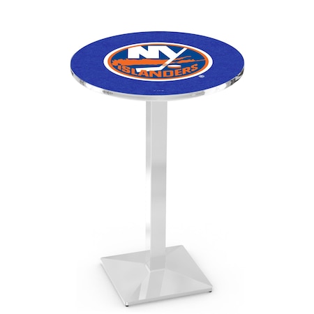 Holland Bar Stool Co 42" Chrome New York Islanders Pub Table, 36" dia. Top L217C4236NYIsln