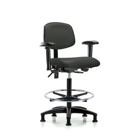 Blue Ridge Ergonomics Chair, Fab, Med Bench, Tilt BF Glides, Blu, 6-Way Adjustable, 26" to 35" Height, Charcoal BR-VHBCH-RG-T0-A1-CF-RG-8605