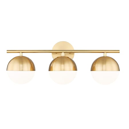 Z-Lite Realm Sphere 3 Light Vanity, Modern Gold/Matte Opal, 24 In W x 9.75 In H 7517-3V-MGLD