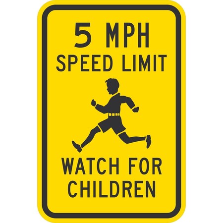 Lyle 5 Mph Speed Limit Watch For Children (W/Sym), 12x18, Diamond Grade, Yellow G-2682-DG_12x18