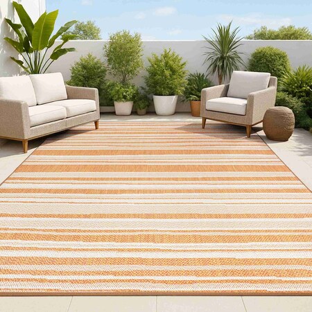 Jonathan Y Castara Wavy Stripe Modern Orange/Cream 5 ft. x 8 ft. Indoor/Outdoor Area Rug SMB205B-5