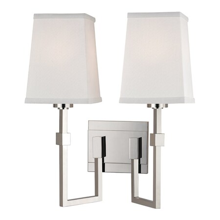 Hudson Valley Lighting Fletcher 2 Light Wall Sconce 14 In. Polished Nickel 1362-PN