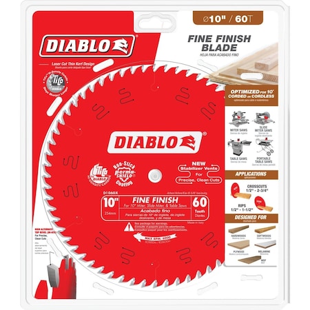 Diablo 10'' 60-Tooth Fine Finish Circular Saw Blade D1060X