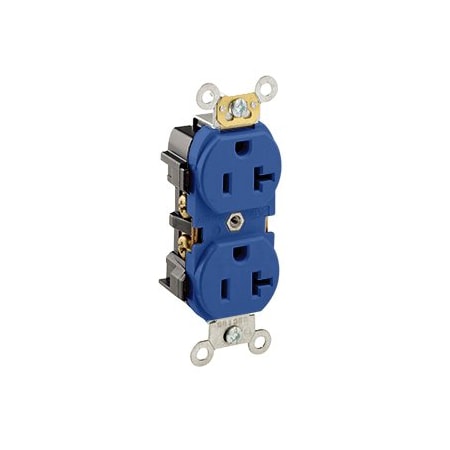 Leviton Industrial Series Heavy Duty Grade Duplex Receptacle, 20 Amp, 125 Volt 5352-BU
