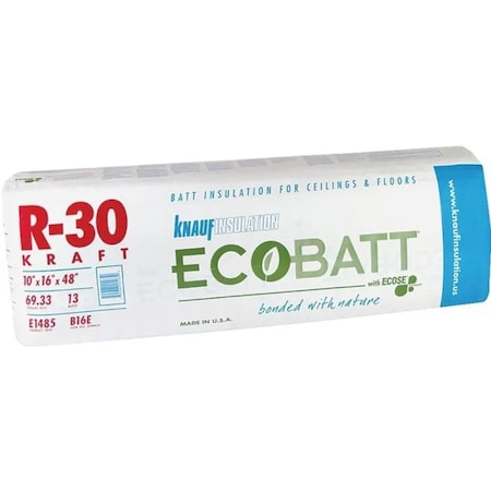 Knauf R-30 Kraft Faced Fiberglass Roll Insulation, bundle of 4 bags, covers 540.52SF, 4PK 5001485