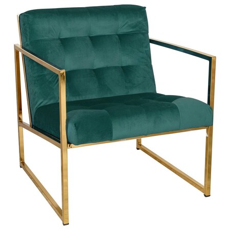 Leisuremod Lexington Tufted Velvet Accent Armchair with Gold Frame, Emerald Green LA18G