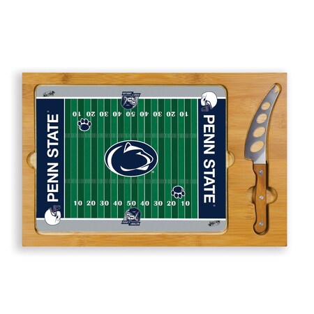 Picnic Time Family Of Brands NCAA Penn State Nittany Lions Football Field Icon Glass Top Cutting Board & Knife Set 910-00-505-494-0
