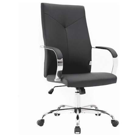 Leisuremod Sonora Modern High-Back Leather Office Chair, Black SO19BLL