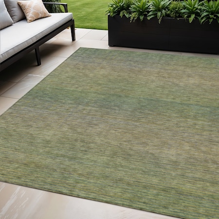 Homeroots 5' X 8' Fern Green Striped Washable Indoor Outdoor Area Rug 608808