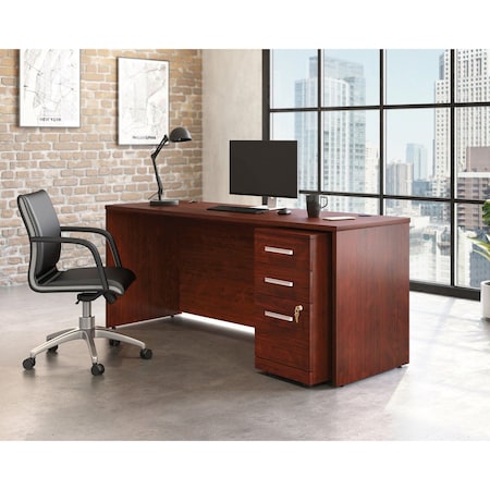 Officeworks By Sauder 1-File Single Ped Desk, 29.291 in H, 71.102 in W X Classic Cherry 430197