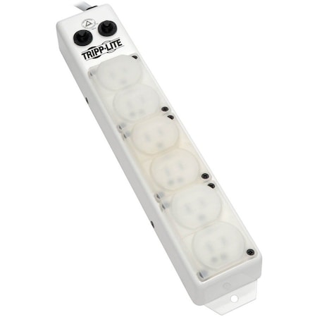 Tripp Lite Power Strip, Hospital Grade, 6 5-15R-HG, 5-15P-HG, 15 ft., White PS-615-HG-OEMLM
