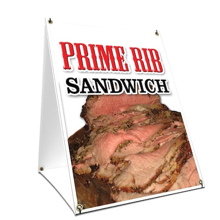 Signmission Prime Rib Sandwich, 24 Inch x 18 Inch A-frame Yard Sign, Plastic Sign SBC-1824-Prime Rib Sandwich