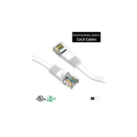 Cable Wholesale Cat6 White Flat Ethernet Patch Cable, 32 AWG, 7 foot 10X8-69107