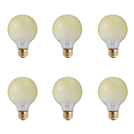 Bulbrite 40W Dimmable Amber Ice G25 Medium E26 Incandescent Bulb, 6PK 861006