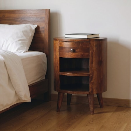 Homeroots 22" Chestnut Solid Wood Oval One Drawer Nightstand 651594