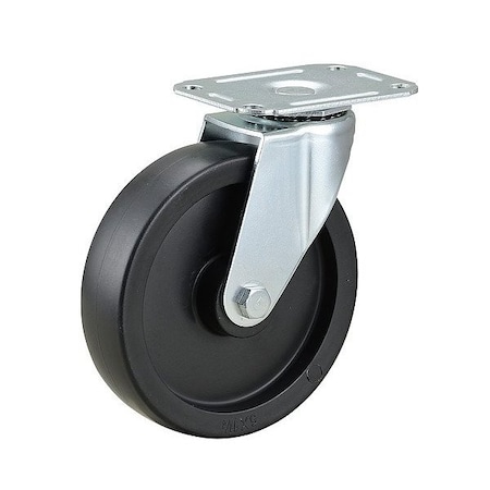 Zoro Select Swivl Plat Castr, Polyolfin, 5 in, 220 lb, D 4X695
