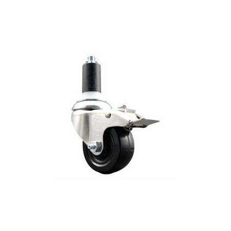 Service Caster 3.5 Inch 316SS Hard Rubber Swivel 1-3/8 Inch Expanding Stem Caster Lock Brake SCC-SS316TTLEX20S3514-HRS-138