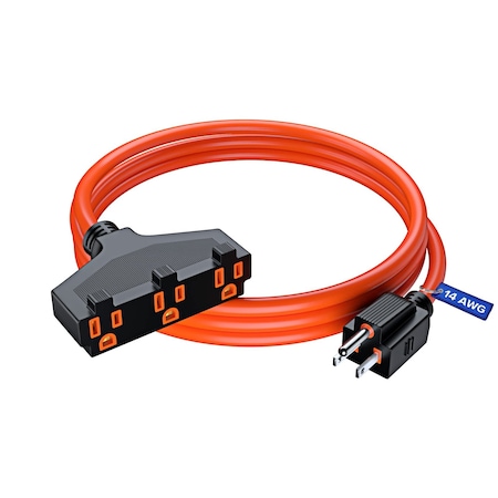 Maximm 3ft 14AWG SJTW 3-Outlet Extension Cord, Orange 3OUT-EXT-ORG-3FT-1PK-SJTW