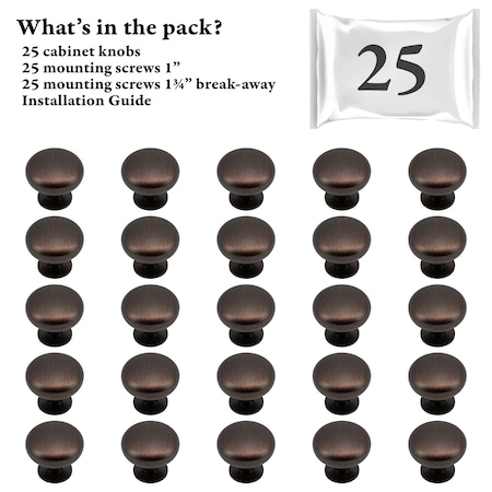 Designperfect 1 3/16 Diameter Mushroom Knob, 25PK DPA25R53KORB