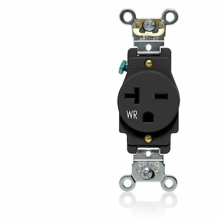 Leviton Single Receptacle, 20A, Black, 250V W5461-E
