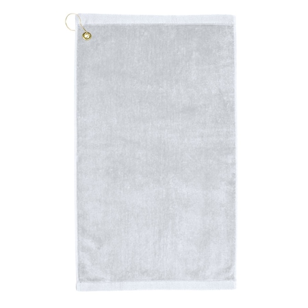 Towelsoft Premium 16 inch x 26 inch Velour Golf Towel with Corner Hook &Grommet Placement-White Golf-GV1201CL-WE