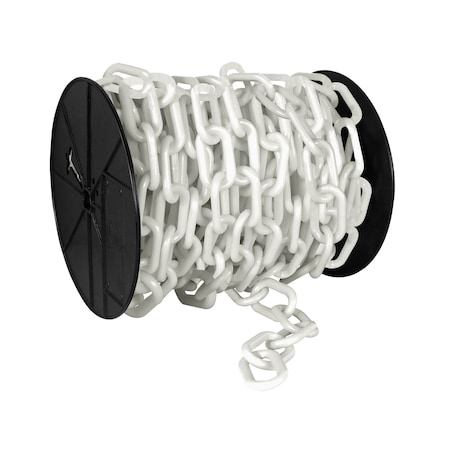 Mr. Chain 3" x 60' White Plastic Safety Chain - Reel 80101