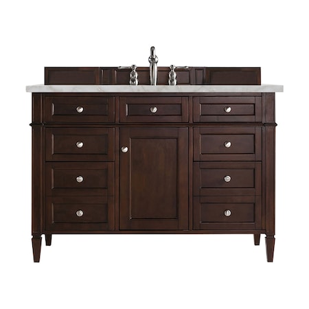 James Martin Vanities Brittany 48'' S Vanity, Burnished Mahogany w/ Victorian Sil Silestone Top w/ Wireless Charger 650-V48-BNM-FVSL