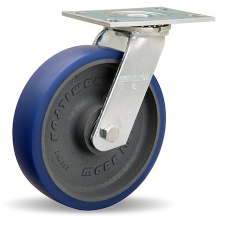 Hamilton General Service Swivel Caster, 8" x 2" Ergo-Glide Polyurethane (85A) on Cast Iron Wheels S-GS-8SPB