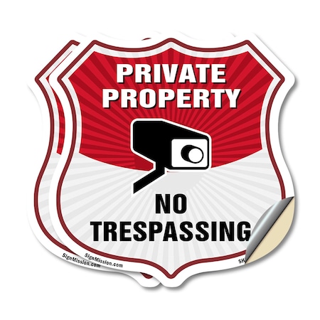 Signmission Private Property Shield Sign No Trespass, 18 inch X 18 inch, Vinyl Decal, 2PK SHI-D-2PACK-18-448