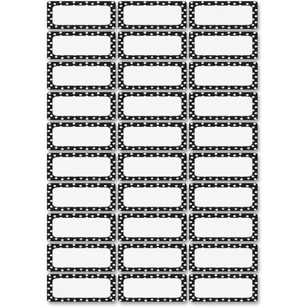 Ashley Dry Erase Nameplate Magnets, Black/White Dots, 30PK 10080