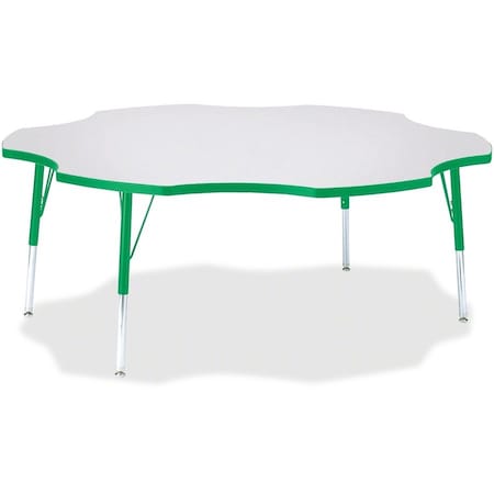 Jonti-Craft Berries Six Leaf Activity Table, 60 in., E-height, Freckled Gray/Green/Gray 6458JCE119