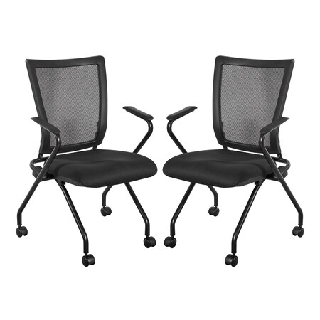Office Star Products ProGrid Soft Frame Folding Chair, Freeflex Coal 69349-30