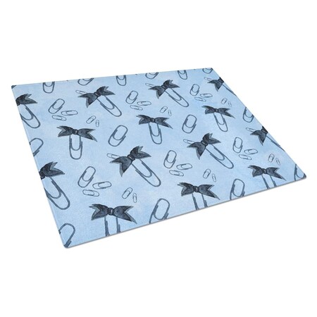 Carolines Treasures Watercolor Paper Clips Blue Glass Cutting Board, Large BB7544LCB
