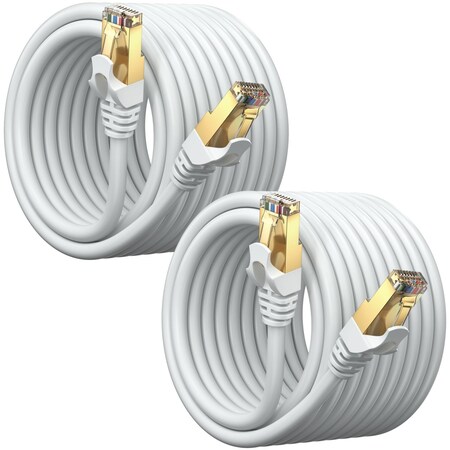 Maximm 20ft Flat Cat7 SFTP Shielded Ethernet Cable, 2PK, White, 2PK CAT720FTWhite-2PK