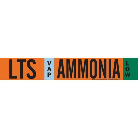 Brady LTS VAP AMMONIA LOW Pipe Marker, 2.25in H x 14in W, Fits Pipes 2.5in Dia. Thru 7.875in Dia. 145844
