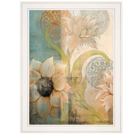 Homeroots Meandering Flowers I 1 White Framed Print Wall Art 404841