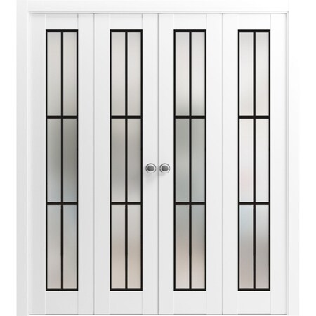 Sartodoors Sliding Closet Double Bi-fold Doors Planum 2122 White Solid Core Modern Interior PLANUM2122DBF-WS-96 x 84 (4* 24x84)