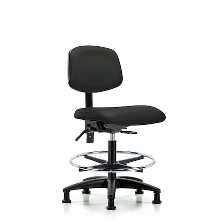 Blue Ridge Ergonomics Chair, Vinyl, Med Bench, Tilt CF Glides, Blk, No Arms, 22" to 29" Height, Black BR-VMBCH-RG-T1-A0-CF-RG-8540