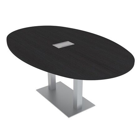 Skutchi Designs Boval Conference Table With Power Unit, 48 in W, 84 in L, Black HAR-BOVL-48X84-DOU-U999ST19-ESIL