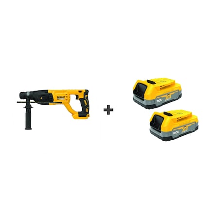 Dewalt Cordless Rotary Hammer, 20V, Bonus Battery DCH133B/DCBP034-2
