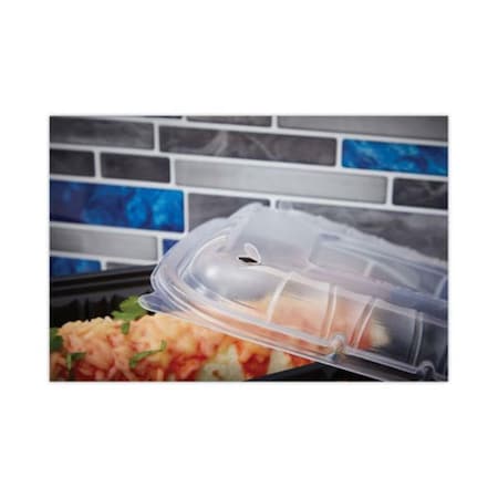 Pactiv 8.67 x 5.75 in. Entree2Go Takeout Container Vented Lid PCTYCNV9X6PPDL